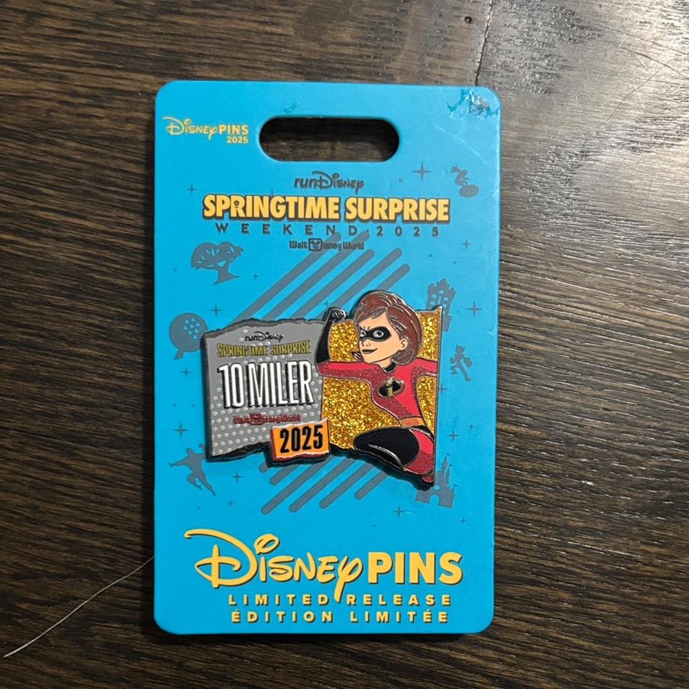 Run Disney 2025 Springtime Surprise 10 Miler Pin - Mrs Incredible Gold and Black